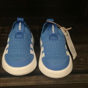 adidas Kids Royal Blue and White Slip-On Athletic Sneakers
